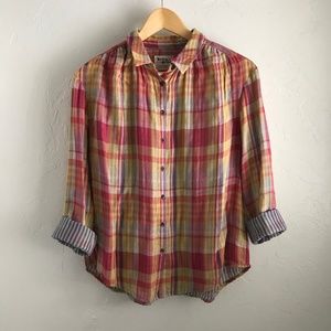 Holding Horses Plaid & Stripe Button-Down Top